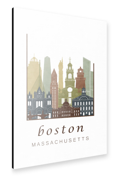 Alu-Dibond "Boston skyline light brown" 30x20 cm artboxONE