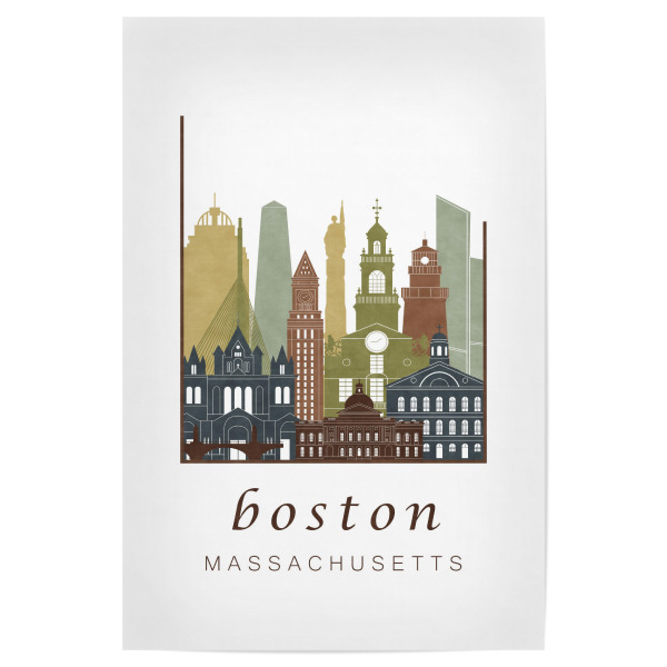 Poster "Boston skyline light brown" artboxONE - Städte / Boston,Kartografie