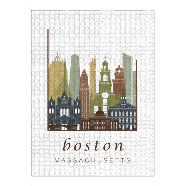 Puzzle Ravensburger "Boston skyline light brown" artboxONE - Städte / Boston,Kartografie