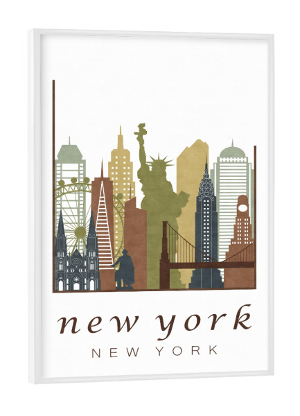 Poster mit weißem Rahmen "New York skyline light brown" artboxONE - Städte / New York,Kartografie