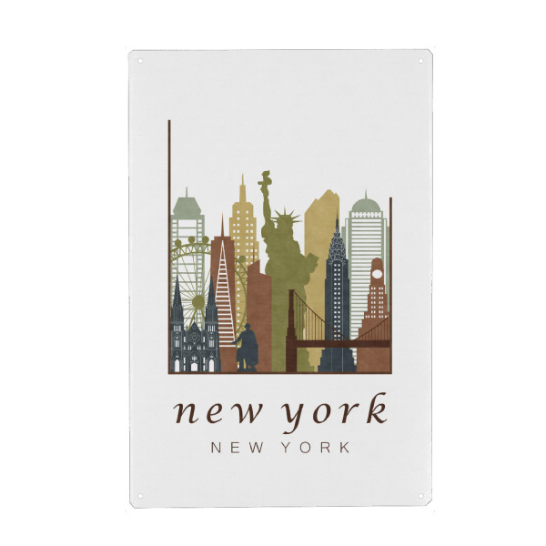 Metall Poster "New York skyline light brown" artboxONE - Städte / New York,Kartografie