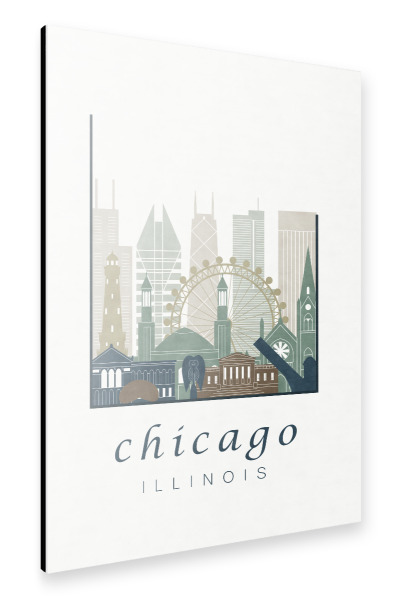 Alu-Dibond "Chicago skyline light blue" 30x20 cm artboxONE