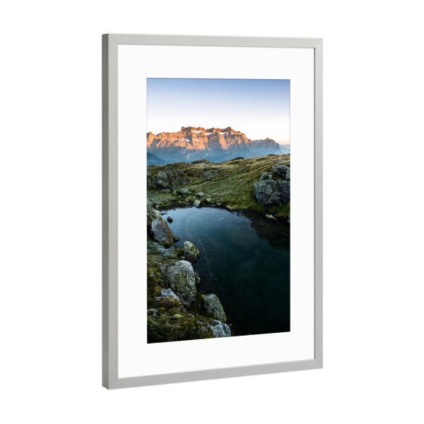 Poster mit Rahmen Silber "Milchspueeler sunrise" artboxONE - Natur
