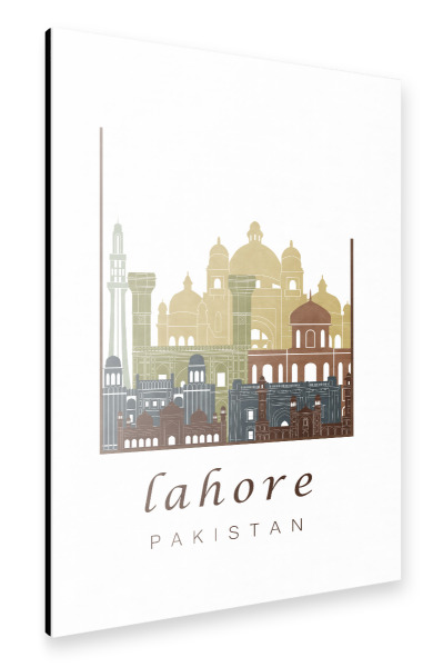 Alu-Dibond "Lahore skyline light brown" 30x20 cm artboxONE