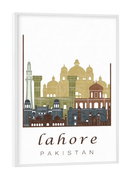 Poster mit weißem Rahmen "Lahore skyline light brown" artboxONE - Städte,Kartografie - Lahore,Pakistan,Skyline,Cityscape,Travel