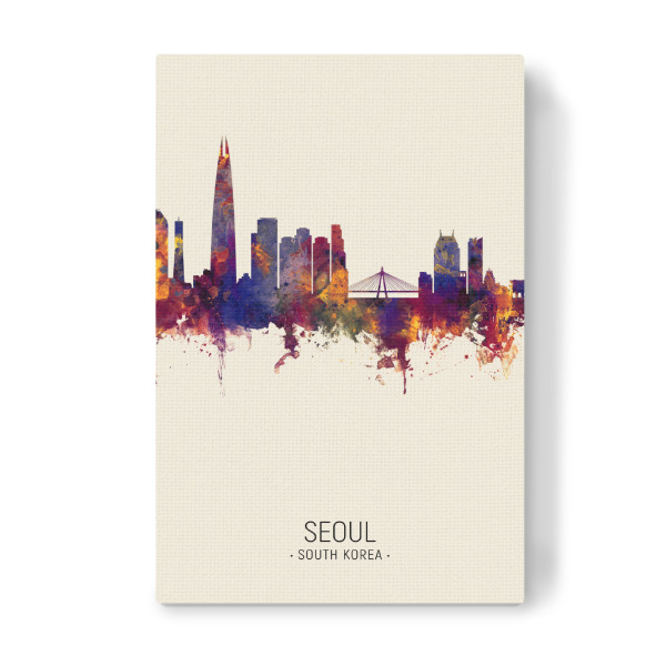 Leinwandbild "Seoul Skyline Beige" artboxONE - Städte - Seoul,South korea,Skyline,Cityscape,Painting,Watercolour,Stadtbild