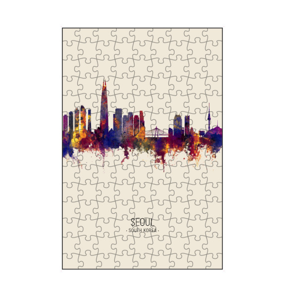 artboxONE Puzzle "Seoul Skyline Beige" artboxONE - Städte - Seoul,South korea,Skyline,Cityscape,Painting,Watercolour,Stadtbild - Bild seoul