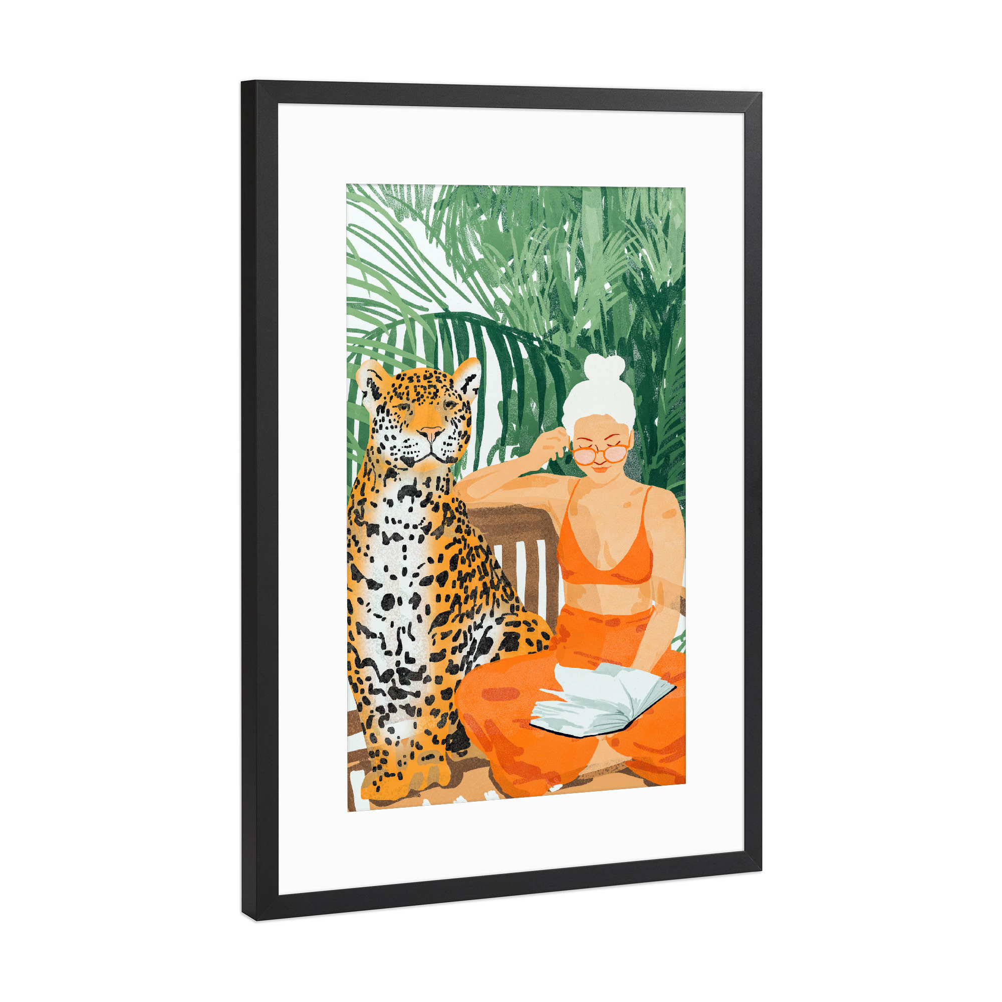Poster mit Rahmen Schwarz (Metallic) "Jungle Vacay-II" artboxONE - Tiere,Menschen