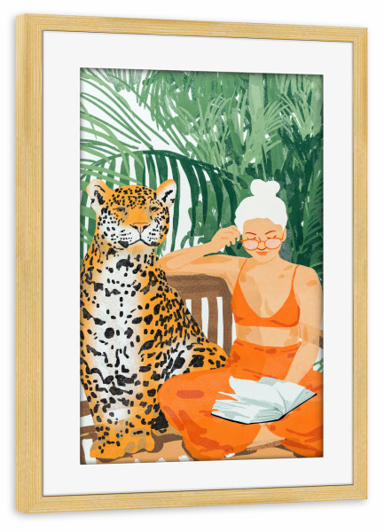 Poster mit Rahmen kiefer "Jungle Vacay-II" artboxONE - Tiere,Menschen