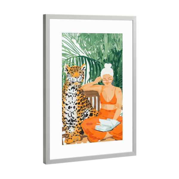 Poster mit Rahmen Silber "Jungle Vacay-II" artboxONE - Tiere,Menschen