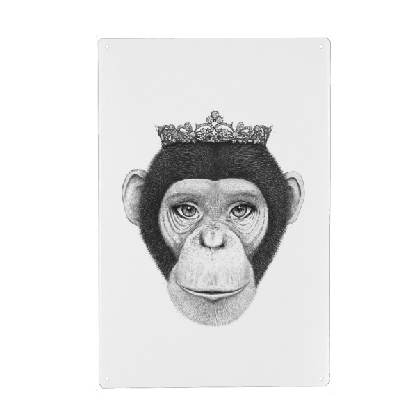 Holzbild "Monkey Queen" artboxONE - Tiere,Schwarzweiß,Für Mama,Lustig - Monkey,Queen,Black and white,Royal,Ape