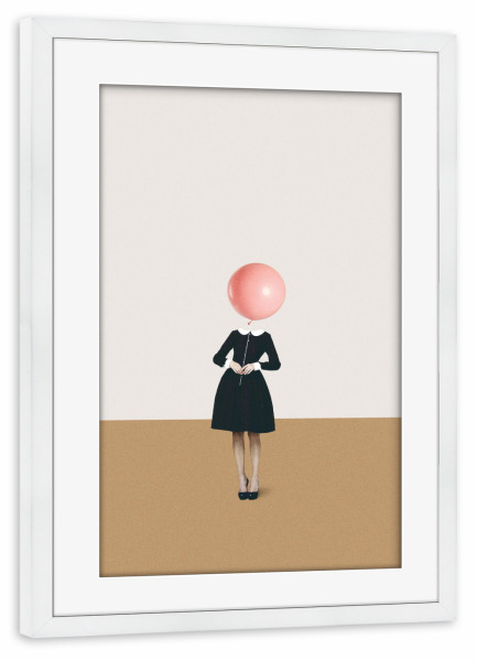 Poster mit Rahmen weiß "Obvious Imperfections" artboxONE - Fiktion - Girl,Minimal,Vintage,Retro,Collage,Funny,Woman