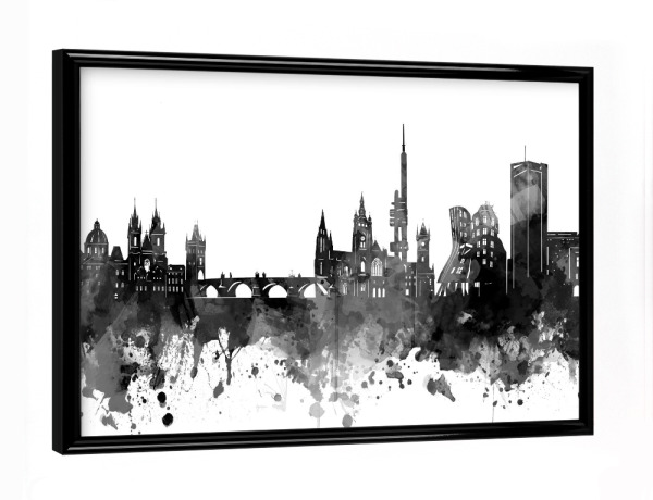 Poster mit schwarzem Rahmen "Prague skyline black" artboxONE - Städte,Reise,Schwarzweiß,Architektur,Städte / Prag