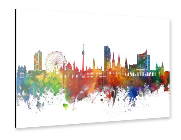 Alu-Dibond "Vienna skyline watercolor" 30x20 cm artboxONE