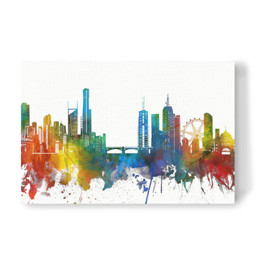 Melbourne skyline watercolor