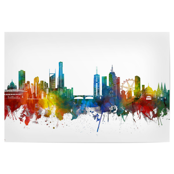 Poster "Melbourne skyline watercolor" artboxONE - Städte,Reise,Architektur