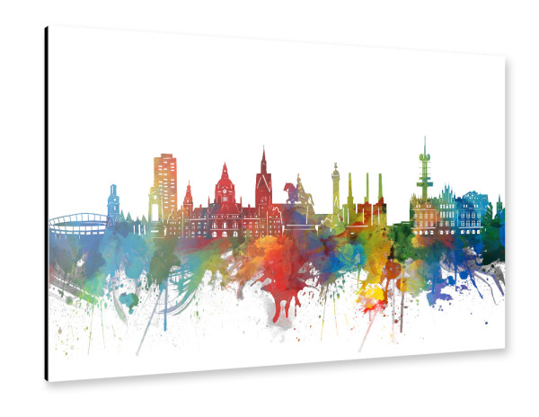 Alu-Dibond "Hannover skyline watercolor" 30x20 cm artboxONE