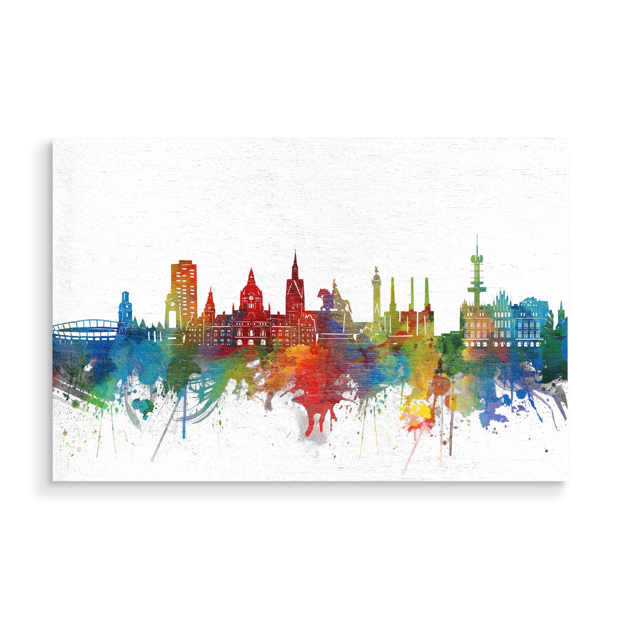 Holzbild "Hannover skyline watercolor" artboxONE - Städte,Reise,Architektur