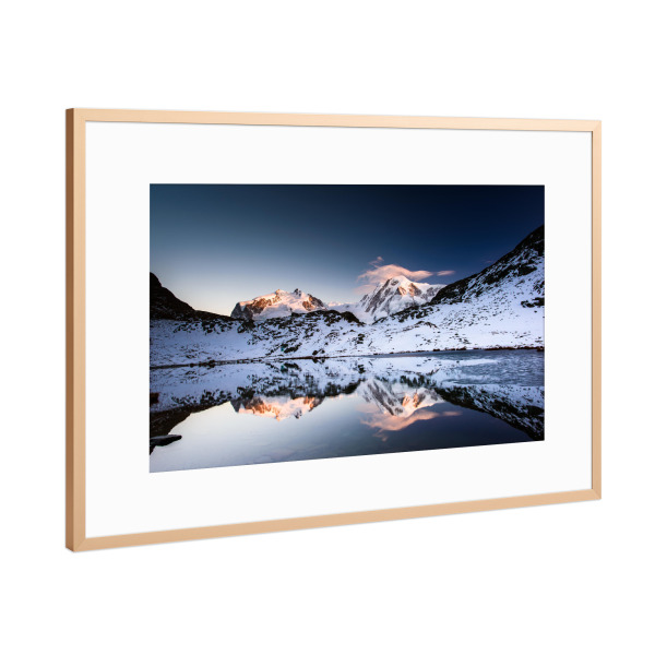 Poster mit Rahmen Kupfer "Monte Rosa and Lyskamm at Sunset" artboxONE - Natur