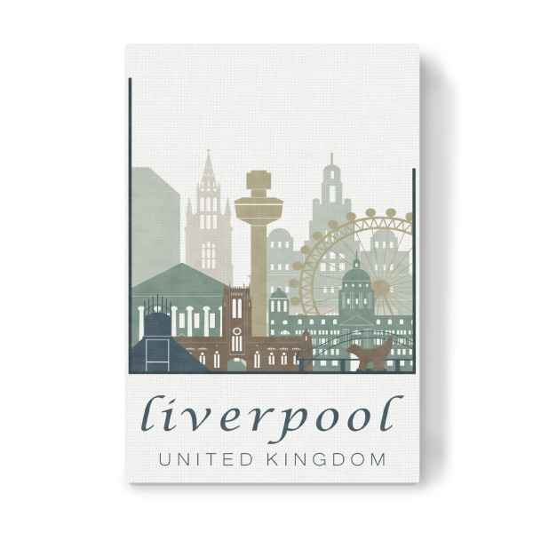 Leinwandbild "Liverpool skyline light blue" artboxONE - Städte,Kartografie - Liverpool,United kingdom,Uk,England,Skyline,Cityscape,Travel