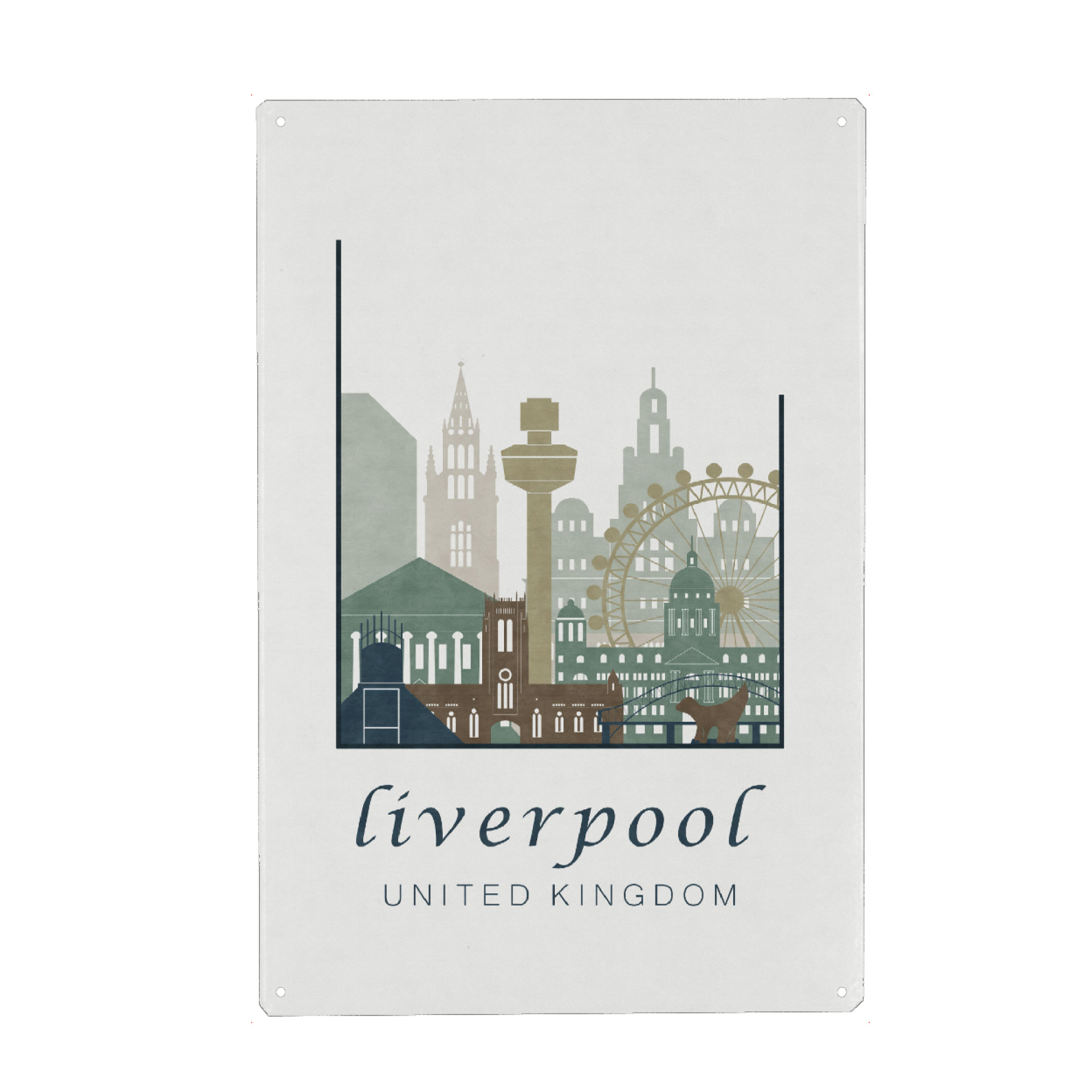 Metall Poster "Liverpool skyline light blue" artboxONE - Städte,Kartografie - Liverpool,United kingdom,Uk,England,Skyline,Cityscape,Travel