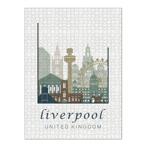 Puzzle Ravensburger "Liverpool skyline light blue" artboxONE - Städte,Kartografie - Liverpool,United kingdom,Uk,England,Skyline,Cityscape,Travel