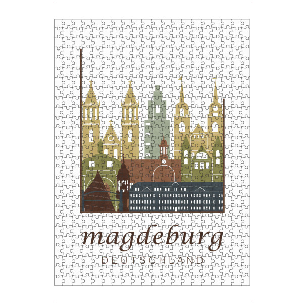 artboxONE Puzzle "Magdeburg skyline light brown" artboxONE - Städte,Kartografie - Magdeburg,Germany,Deutschland,Skyline,Cityscape,Travel