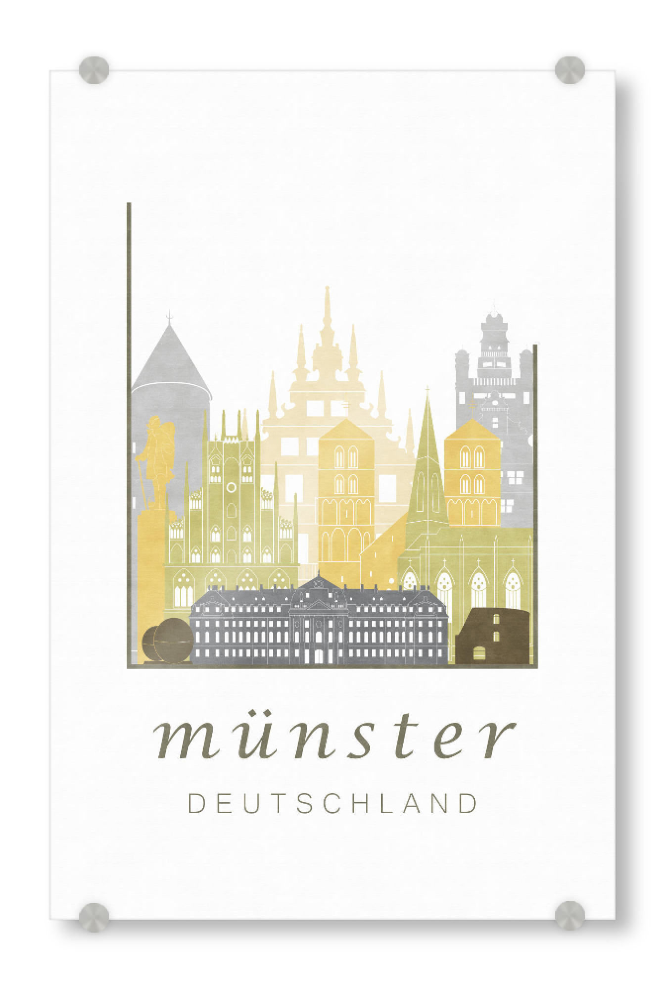 Acrylglasbild "Münster skyline desert" artboxONE - Städte,Kartografie - Münster,Munster,Muenster,Germany,Deutschland,Skyline,Cityscape,Travel