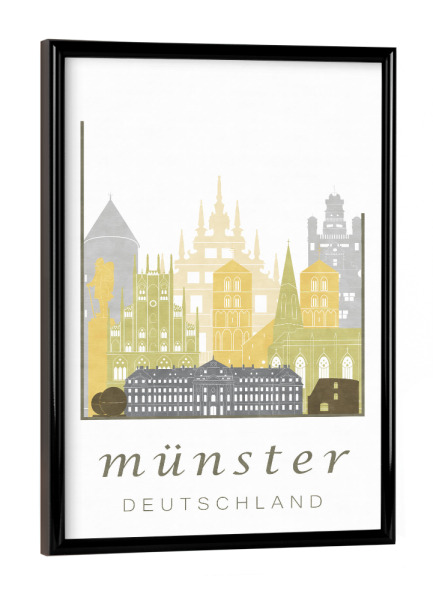 Poster mit schwarzem Rahmen "Münster skyline desert" artboxONE - Städte,Kartografie