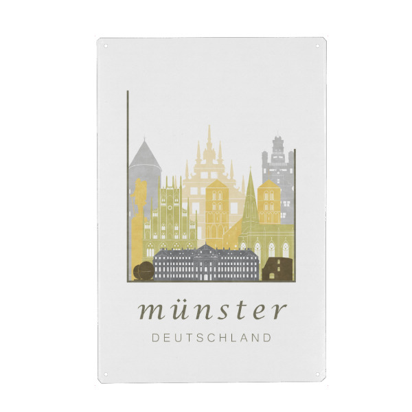 Metall Poster "Münster skyline desert" artboxONE - Städte,Kartografie - Münster,Munster,Muenster,Germany,Deutschland,Skyline,Cityscape,Travel