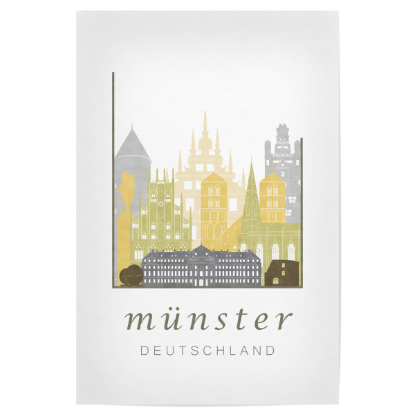 Poster "Münster skyline desert" artboxONE - Städte,Kartografie - Münster,Munster,Muenster,Germany,Deutschland,Skyline,Cityscape,Travel