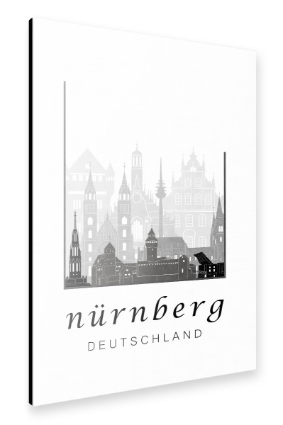 Alu-Dibond "Nuremberg skyline black & white" 30x20 cm artboxONE