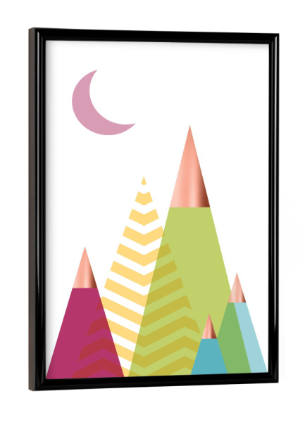 Poster mit schwarzem Rahmen "Bright Mountains" artboxONE - Natur,Abstrakt,Geometrie