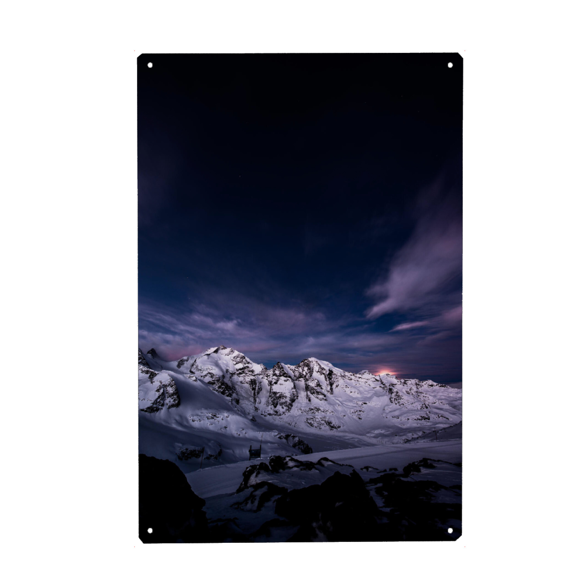 Metall Poster "Setting moon from Diavolezza" artboxONE - Natur
