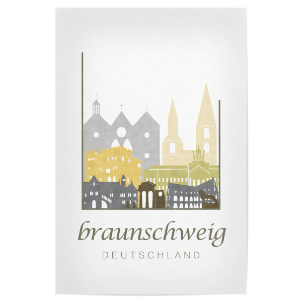 Poster 30x20 cm "Braunschweig skyline desert" artboxONE - Städte,Kartografie - Braunschweig,Germany,Deutschland,Skyline,Cityscape,Travel