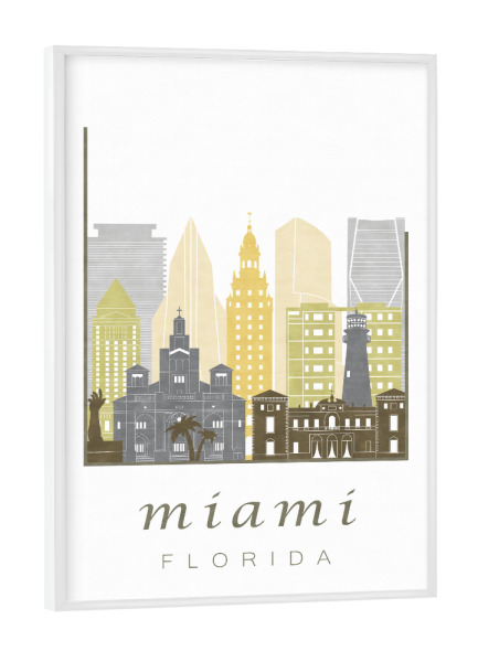 Poster mit weißem Rahmen "Miami skyline desert" artboxONE - Städte,Kartografie