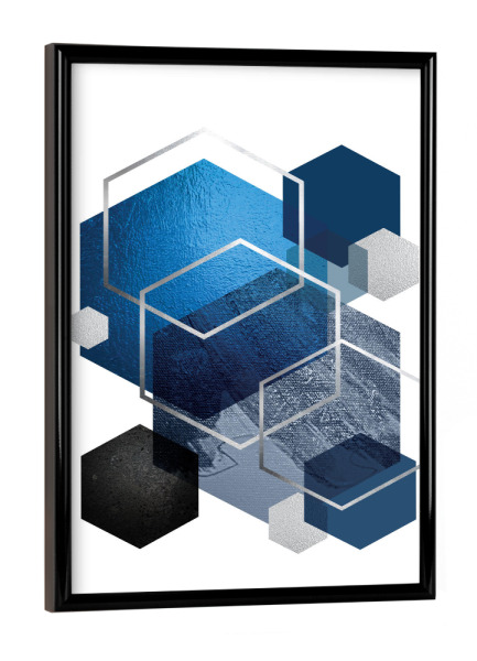 Poster mit schwarzem Rahmen "Bright Blue Geo" artboxONE - Abstrakt,Geometrie