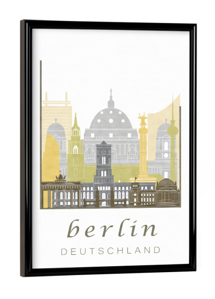 Poster mit schwarzem Rahmen "Berlin skyline desert" artboxONE - Städte / Berlin,Kartografie - Berlin,Germany,Deutschland,Skyline,Cityscape,Travel