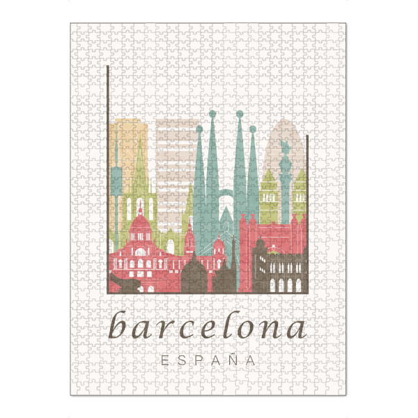 Puzzle Ravensburger "Barcelona pastel skyline" artboxONE - Städte / Barcelona,Kartografie - Barcelona,Spain,España,Spanien,Skyline,Cityscape,Travel