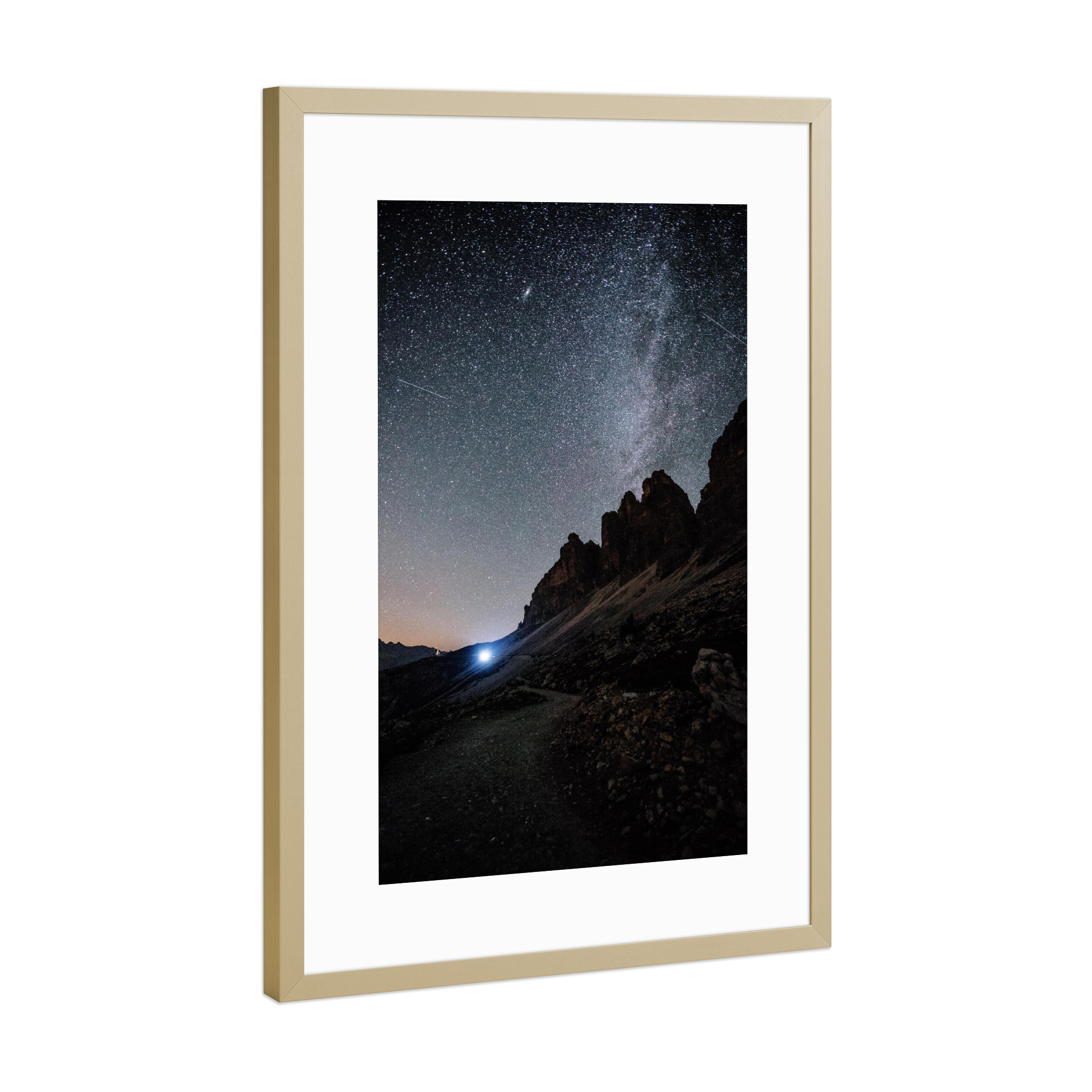 Poster mit Rahmen Gold "Tre Cime at night" artboxONE - Natur,Galaxy