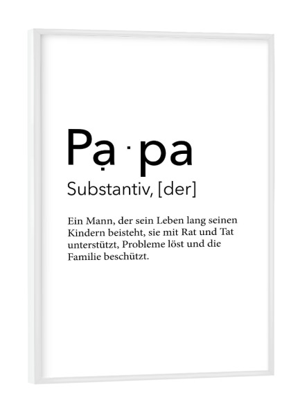 Poster mit weißem Rahmen "Definition Papa Rat" artboxONE - Schwarzweiß,Für Papa