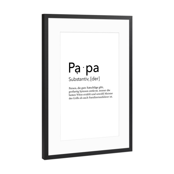 Poster mit Rahmen Schwarz (Metallic) "Definition Papa Ratschläge" artboxONE - Schwarzweiß,Für Papa