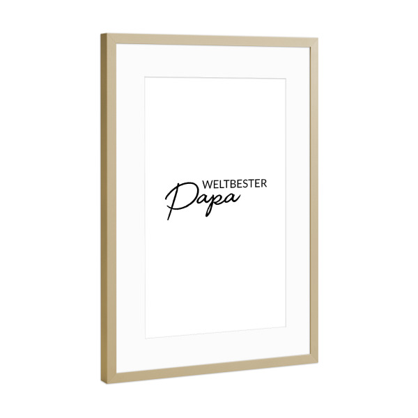 Poster mit Rahmen Gold "Weltbester Papa" artboxONE - Schwarzweiß,Für Papa - Vatertag,Papa,Geschenk zum vatertag,Daddy,Papi,Vati