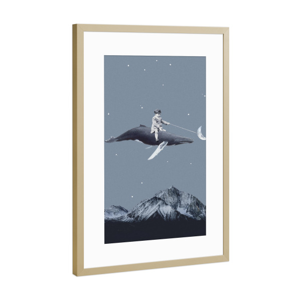 Poster mit Rahmen Gold "Aim for that moon" artboxONE - Fiktion