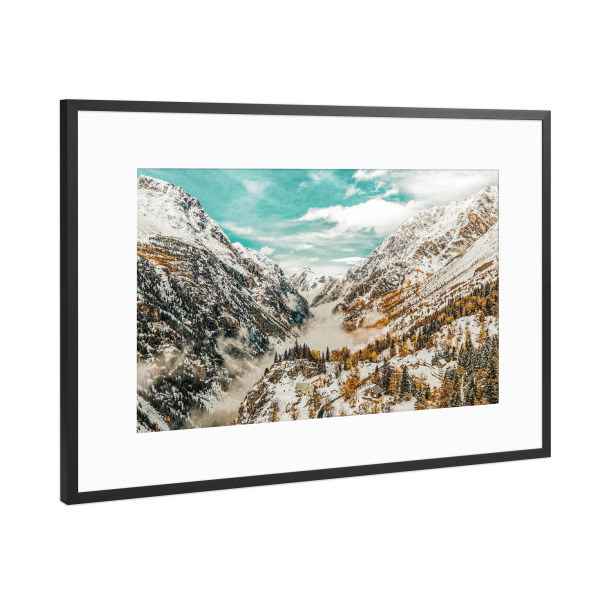 Poster mit Rahmen Schwarz (Metallic) "Winter Home" artboxONE - Natur