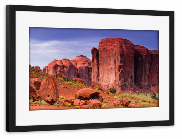 Poster mit Rahmen schwarz "Scenic view at monument valley" artboxONE - Natur