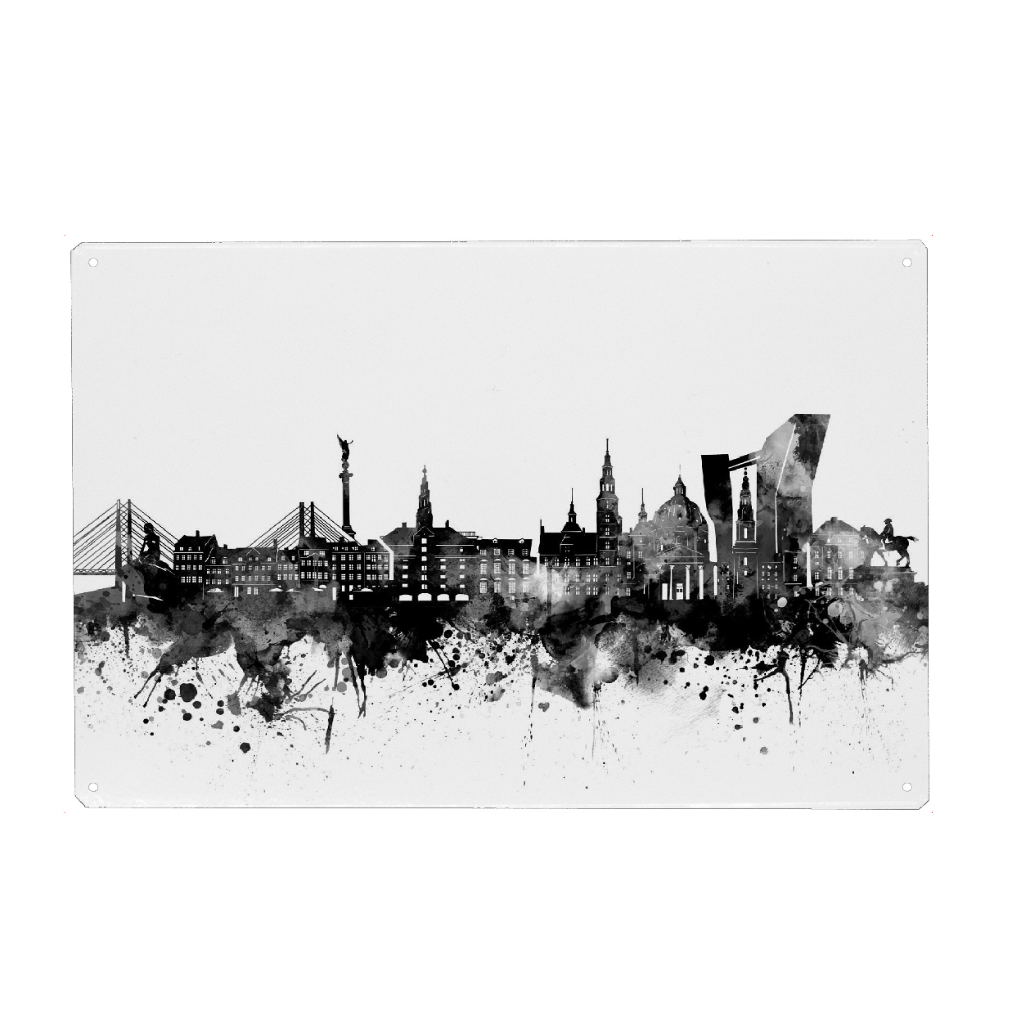 Holzbild "Copenhagen skyline black" artboxONE - Städte,Reise,Schwarzweiß,Architektur,Städte / København