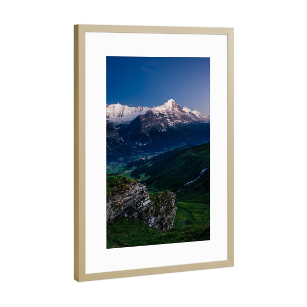 Poster mit Rahmen Gold "Scenic view from First at dusk" artboxONE - Natur