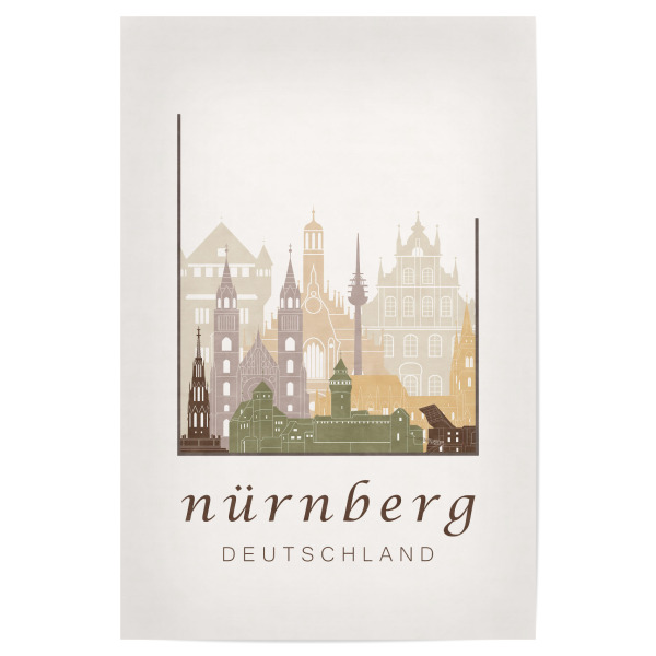 Poster 30x20 cm "Nuremberg rustic skyline" artboxONE - Städte,Kartografie - Nuremberg,Nürnberg,Germany,Deutschland,Skyline,Cityscape,Travel