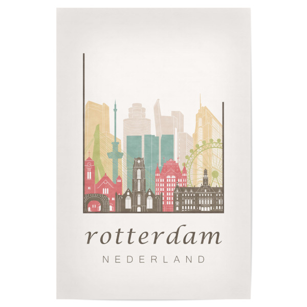 Poster "Rotterdam pastel skyline" artboxONE - Städte,Kartografie - Rotterdam,Netherlands,Holland,Niederlande,Nederland,Skyline,Cityscape,Travel
